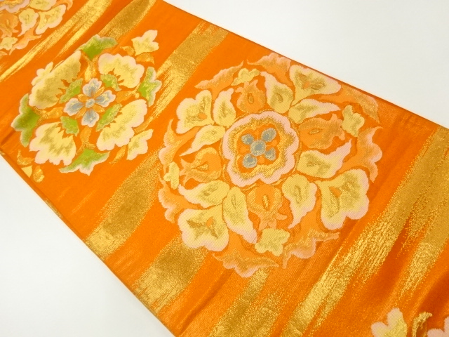 霞に華紋模様織出し袋帯